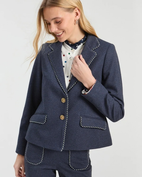 Vilagallo - Navy Denim Blazer with Stitch