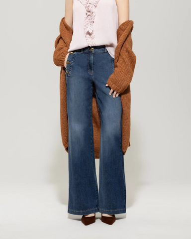 Luisa Cerano - Denim Blue Jeans with Exaggerated Pockets
