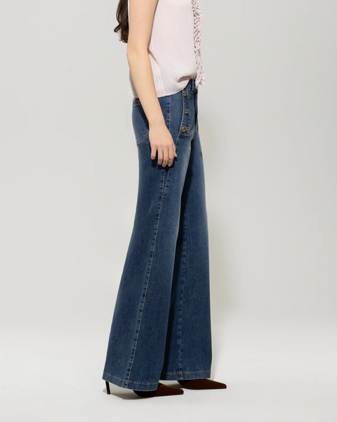 Luisa Cerano - Denim Blue Jeans with Exaggerated Pockets