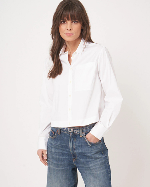 Repeat - White Long Sleeve Poplin Shirt