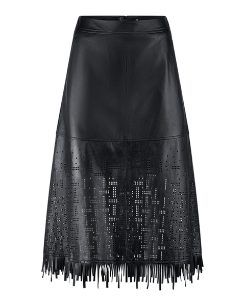RIANI - Black Leather Skirt