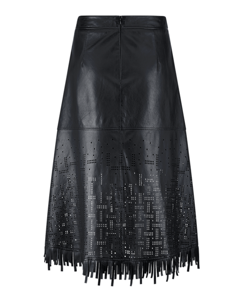 RIANI - Black Leather Skirt