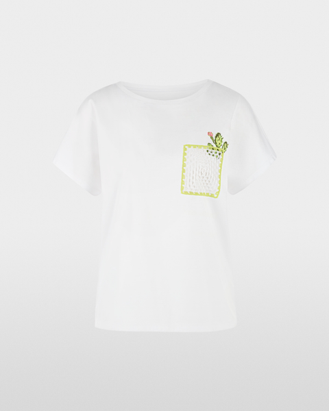 Marc Cain - White T-Shirt with Catcus Pocket