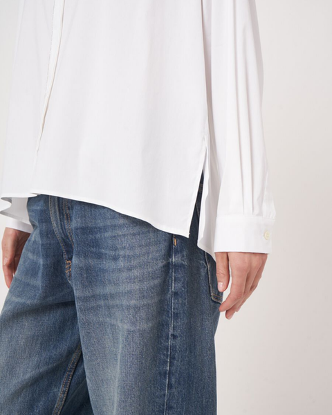 Repeat - White A-Line Shirt With Collar And Side Slits