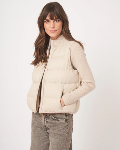 Repeat - Reversible Sleeveless Cable Knit Down Vest