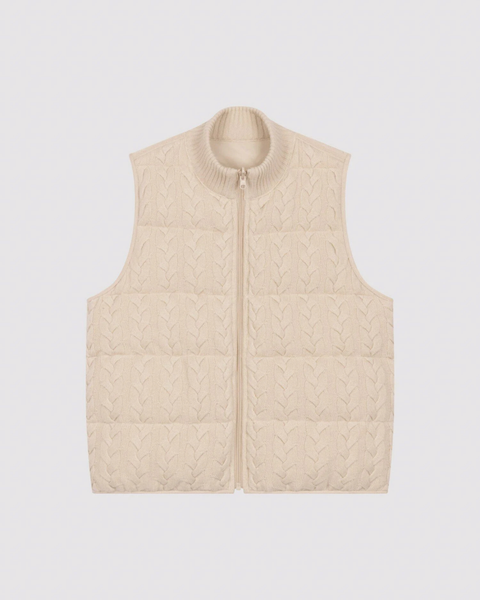 Repeat - Reversible Sleeveless Cable Knit Down Vest