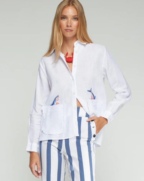 Vilagallo - Blouse with Fish Print Detail