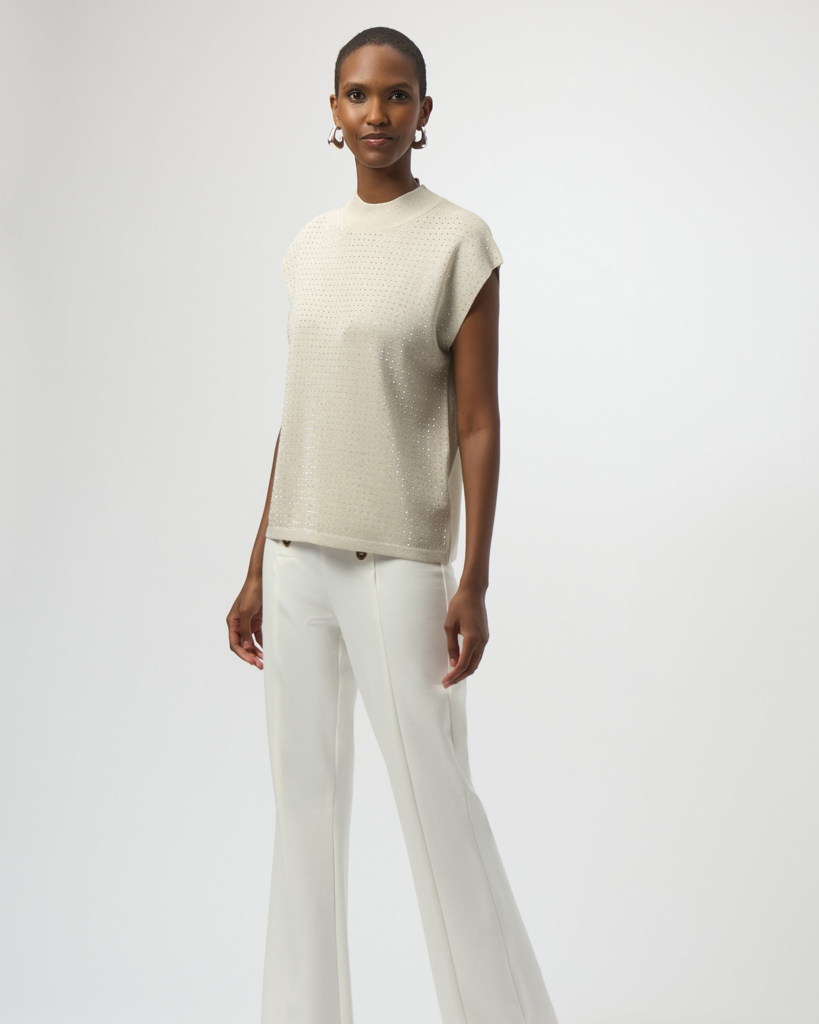 Joseph Ribkoff - Sweater Knit Sleeveless Pullover with Iron-On Detail