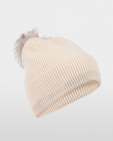 Marc Cain - Fine Knit Hat with Flower Appliqué