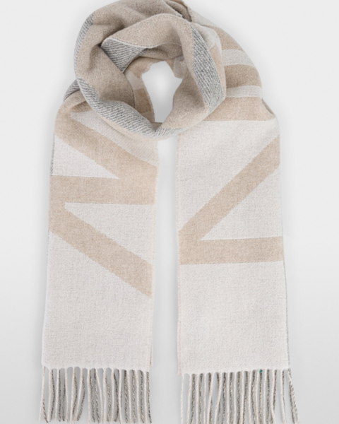 Marc Cain - Scarf in Wool Blend with Logo Print