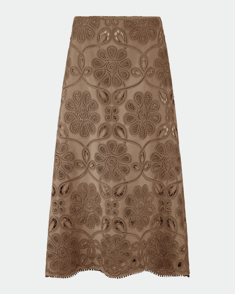 RIANI - Tan Embroidered Skirt