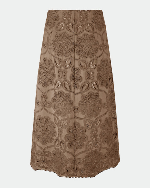 RIANI - Tan Embroidered Skirt