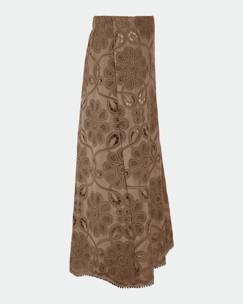 RIANI - Tan Embroidered Skirt