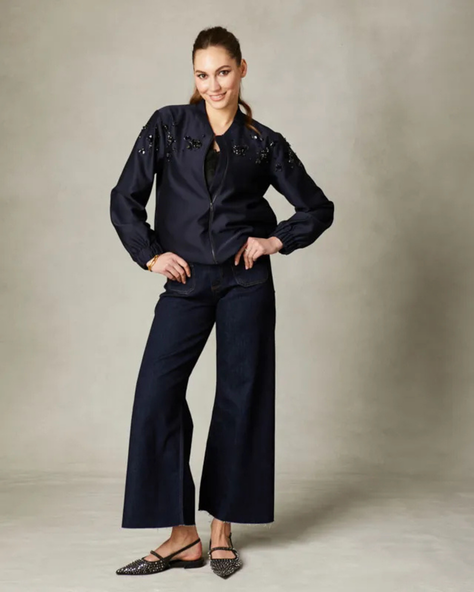 Fee G - Navy Bomber Jacket