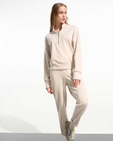 Joseph Ribkoff - Scuba Jersey Boxy Sweatshirt With High Collar and Front Zipper