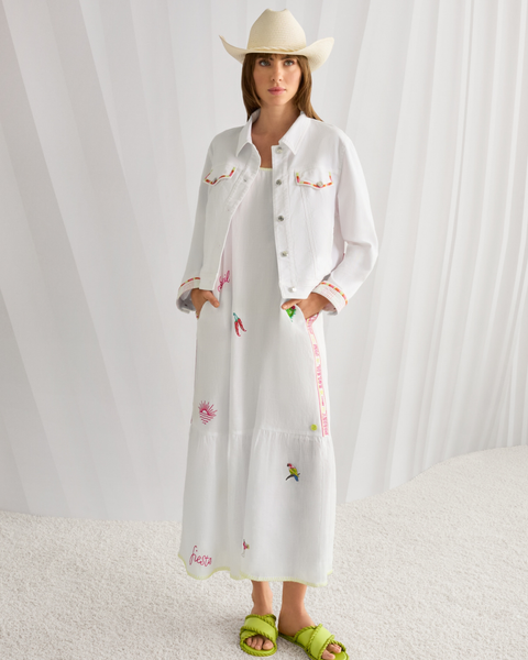Marc Cain - Sleeveless Embroidered Maxi Dress
