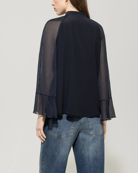 Luisa Cerano - Navy Chiffon Blouse