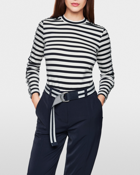 Marc Cain - Navy and White Stripe T-Shirt