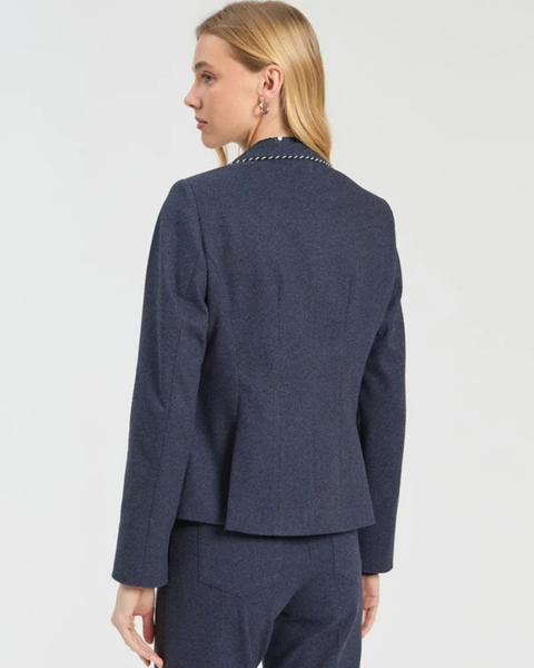 Vilagallo - Navy Denim Blazer with Stitch