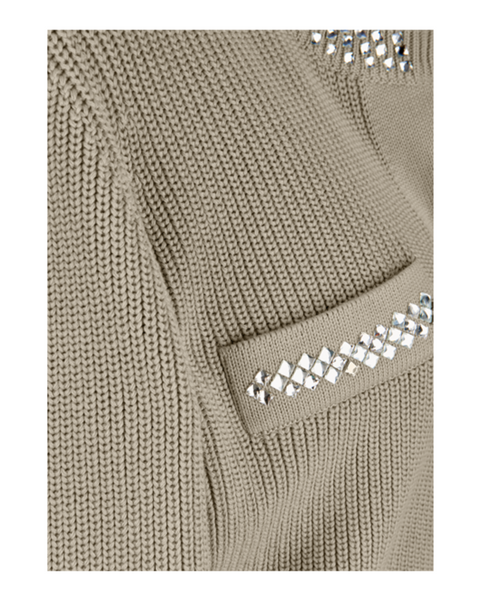 RIANI - Khaki Cardigan with Rhinestone Details