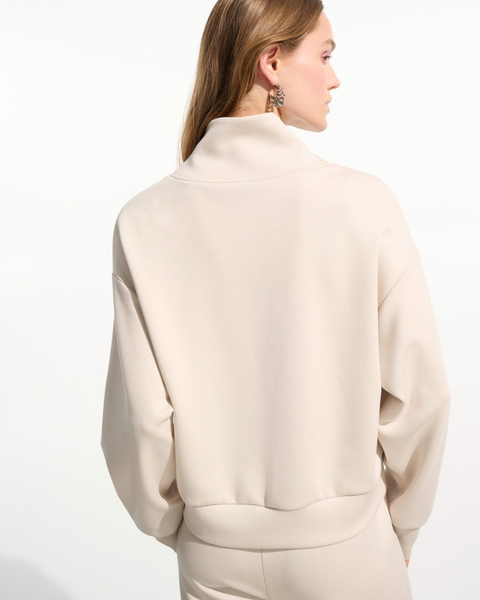 Joseph Ribkoff - Scuba Jersey Boxy Sweatshirt With High Collar and Front Zipper