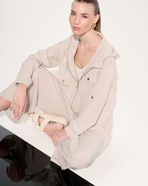 Joseph Ribkoff - Stretch Woven Hooded Boxy Utility Jacket
