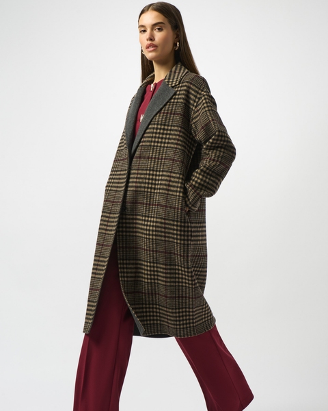 Joseph Ribkoff - Wool Blend Plaid Double- Faced Coat