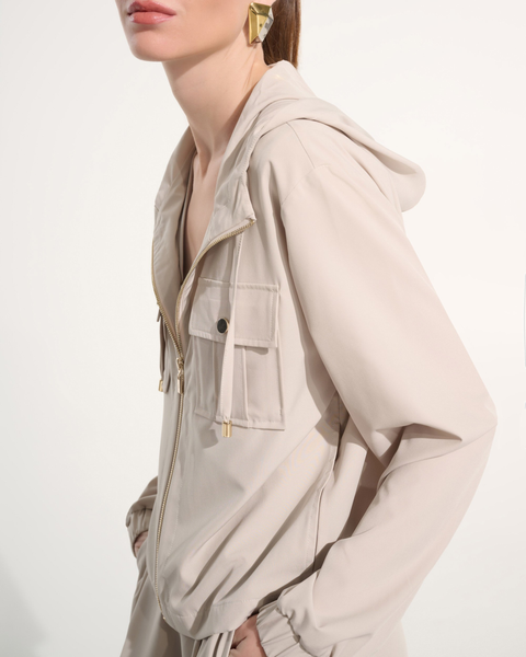 Joseph Ribkoff - Stretch Woven Hooded Boxy Utility Jacket