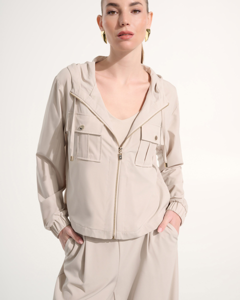 Joseph Ribkoff - Stretch Woven Hooded Boxy Utility Jacket