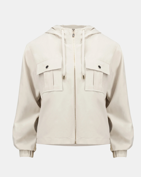 Joseph Ribkoff - Stretch Woven Hooded Boxy Utility Jacket