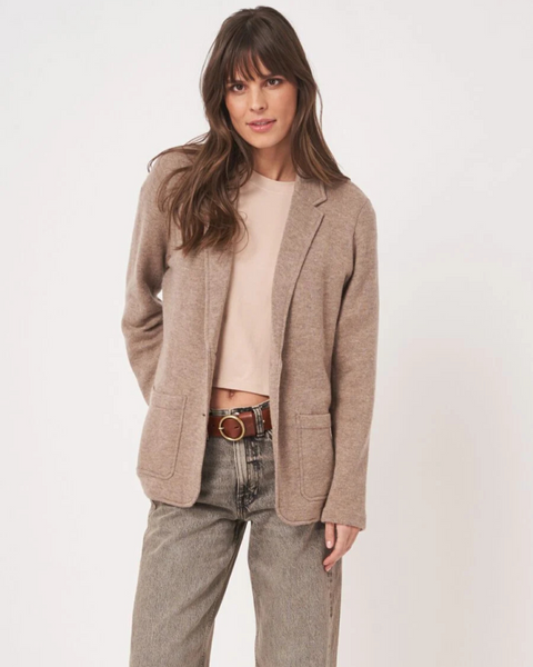 Repeat - Figure-Skimming Knit Cardigan With Lapel Collar