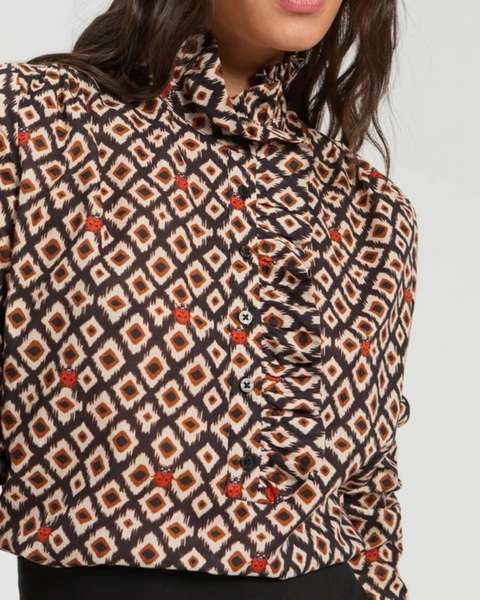 Vilagallo - Ikat Ruffle Shirt