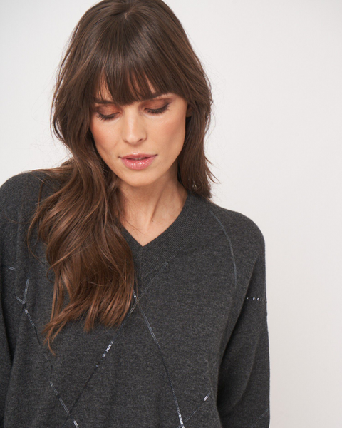 Repeat - V-Neck Sweater With Subtle Sparkle