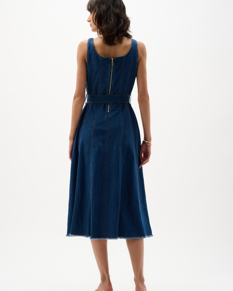 Joseph Ribkoff - Denim Fit And Flare Midi Dress With Belt