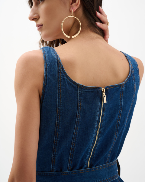Joseph Ribkoff - Denim Fit And Flare Midi Dress With Belt
