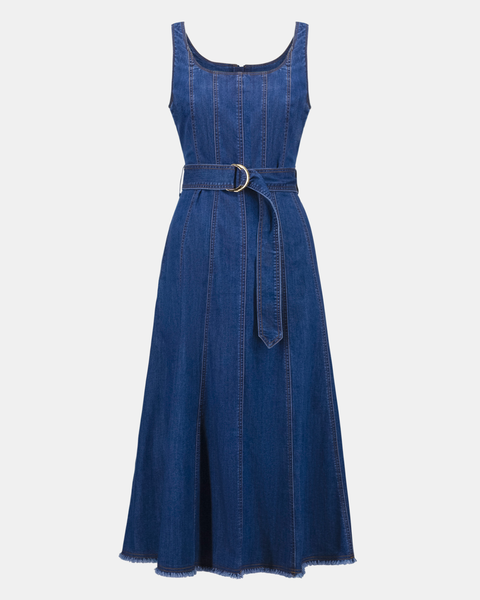 Joseph Ribkoff - Denim Fit And Flare Midi Dress With Belt