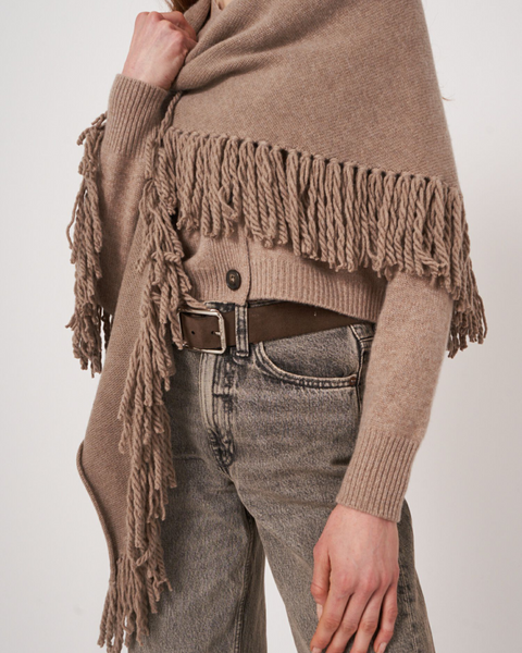 Repeat - Triangular Cashmere Scarf With Oversized Fringes