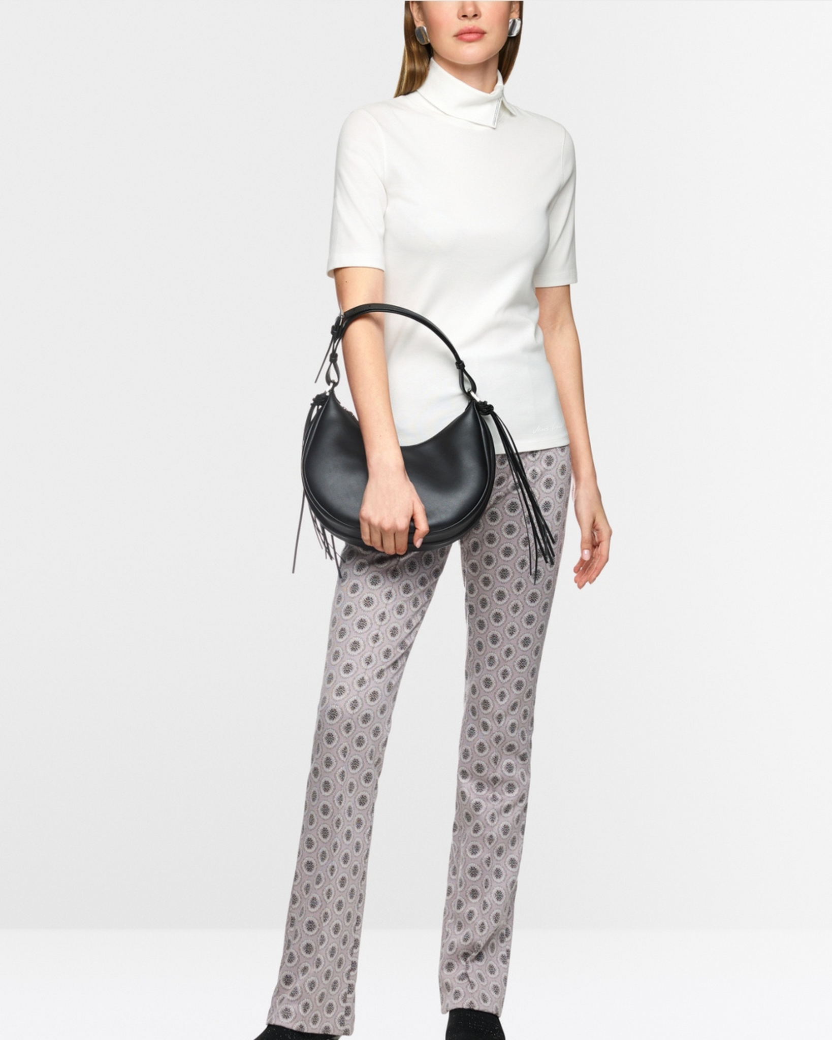Marc Cain - Turtleneck T-Shirt with Crystal Detail