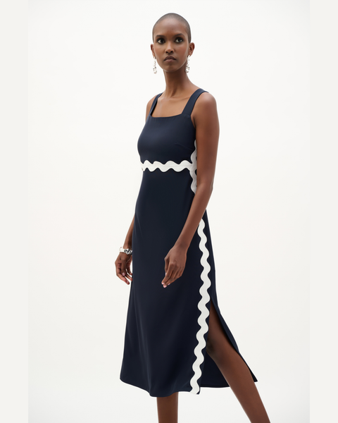 Joseph Ribkoff - Woven Twill Straight Dress With Contras Trim