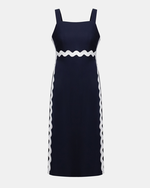 Joseph Ribkoff - Woven Twill Straight Dress With Contras Trim