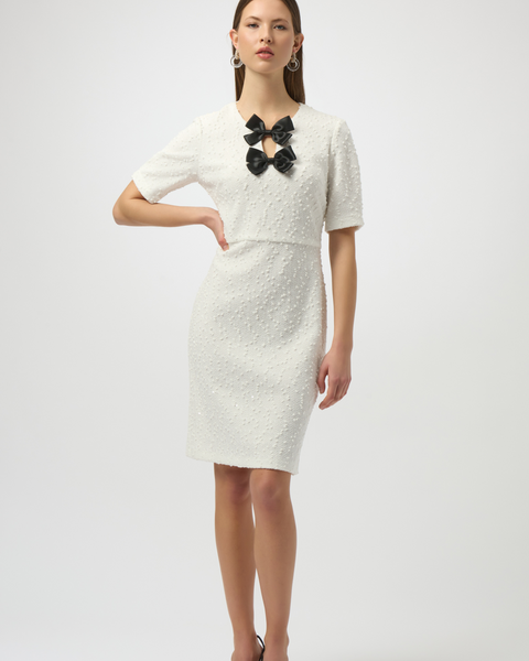 Joseph Ribkoff - Bouclé Knit Shift Dress With Bow Detail