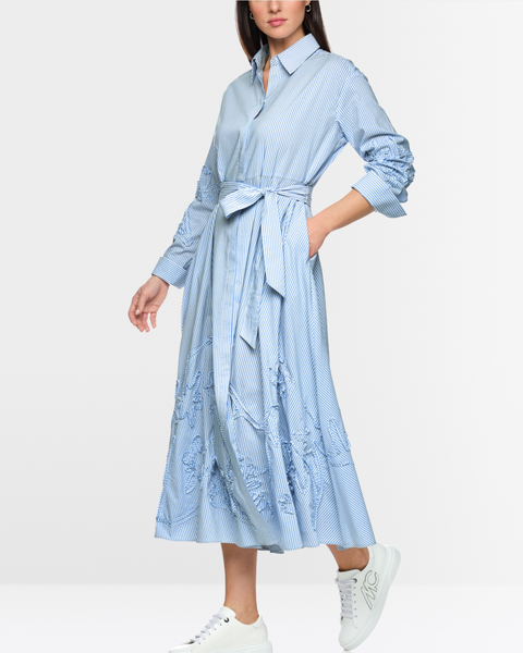 Marc Cain - Striped Blue and White Shirt Dress