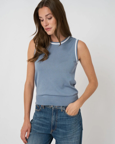 Repeat - Blue Contrast-Trim Vest