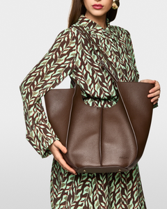 Marc Cain - Faux Leather Brown Shopper Bag