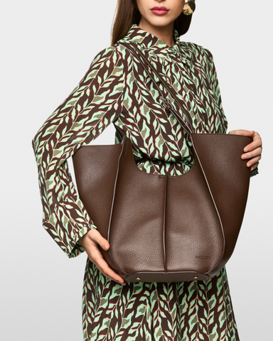 Marc Cain - Faux Leather Brown Shopper Bag