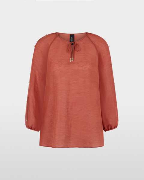 Marc Cain - Red Silk Blend V-Neck Blouse