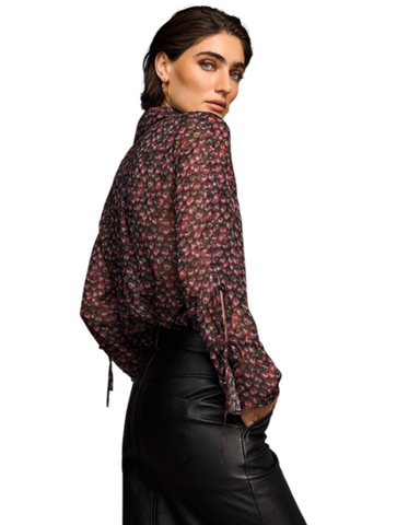 RIANI - Cherry Print Blouse with Bow Sleeves