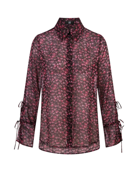 RIANI - Cherry Print Blouse with Bow Sleeves