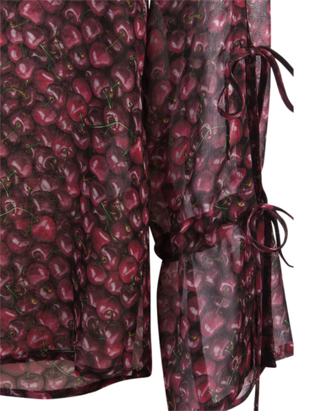 RIANI - Cherry Print Blouse with Bow Sleeves