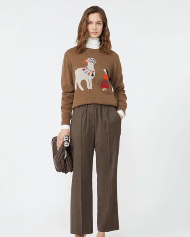 Weekend Max Mara - Llama Motif Print Crew Neck Jumper